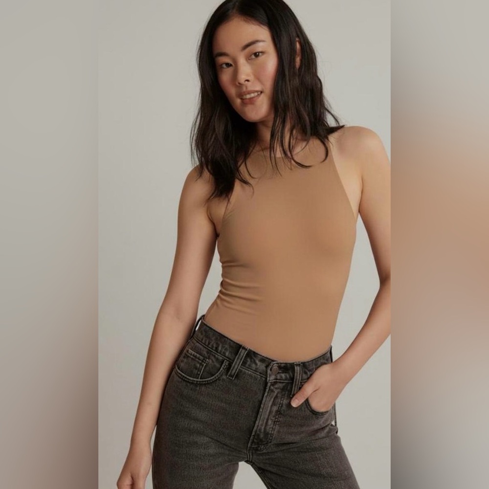 Abercrombie Soft A&F High-Neck Bodysuit Chocolate Brown, size S, EUC!